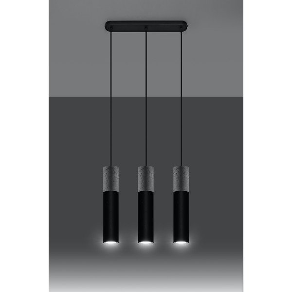 Lampada a sospensione nera e grigia, lunghezza 40 cm Edo - Sollux-image-1