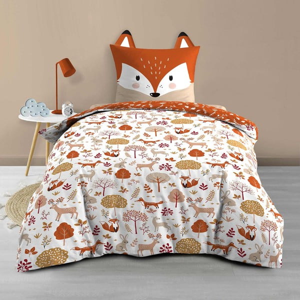 Set copripiumino e federa da bambini bianco/color terracotta in cotone per letto singolo 140x200 cm Roxy – douceur d'intérieur