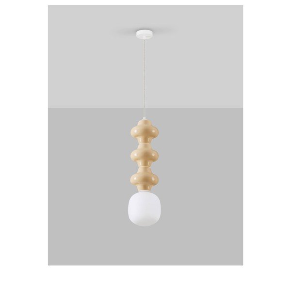 Lampadario bianco/color crema in ceramica con paralume in vetro ø 18 cm Clio – Nova Luce-image-3