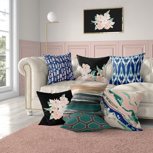 Federa blu e rosa Artsy, 43 x 43 cm Honey - Mike & Co. NEW YORK-image-1