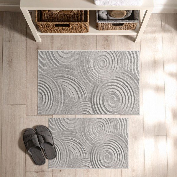 Set di tappetini per il bagno grigio chiaro 2 pz 60x100 cm – Foutastic-image-2