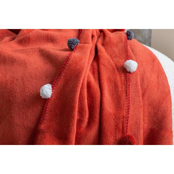 Copriletto color mattone in vello 150x200 cm Pom Pom – Mijolnir-image-3