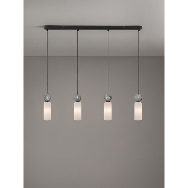Lampadario nero opaco in pietra con paralume in vetro Filomena – Nova Luce-image-3