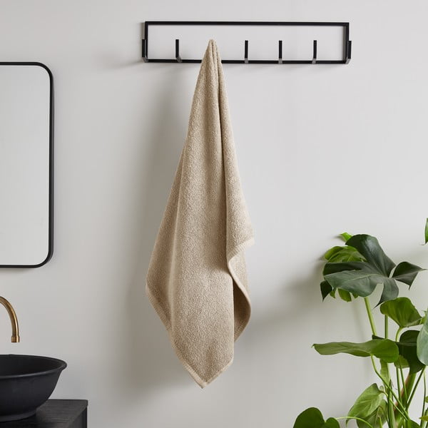 Asciugamano con asciugatura rapida e tipo terry beige in cotone 90x140 cm Quick Dry – Catherine Lansfield-image-1