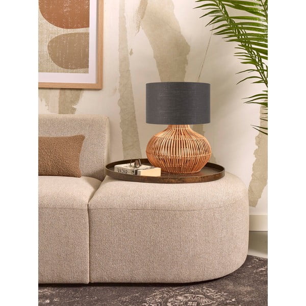 Lampada da tavolo con paralume in tessuto di colore grigio scuro-naturale (altezza 48 cm) Kalahari - Good&Mojo-image-3