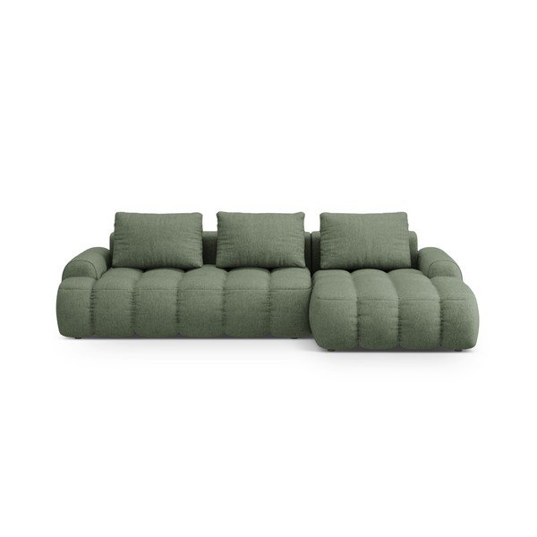 Divano angolare verde allungabile/con contenitore (con penisola a destra/con chaise lounge) Linz – Cosmopolitan Design