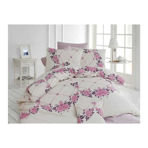 Biancheria da letto in cotone con lenzuolo per letto matrimoniale Juliet, 200 x 220 cm - Mijolnir