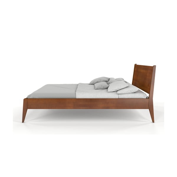 Letto matrimoniale in legno di faggio con trama tipo noce 140 x 200 cm Visby Radom - Skandica-image-2