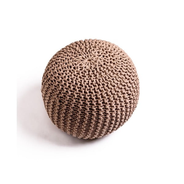 Poggiapiedi marrone chiaro con rivestimento in lavorato a maglia Jagger – Bonami Essentials-image-1