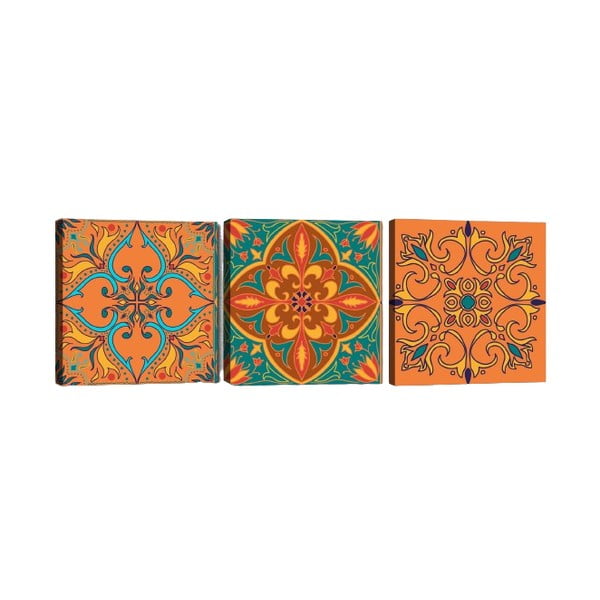 Set di 3 dipinti Mandala Secret Mandala Scarlet - Tablo Center