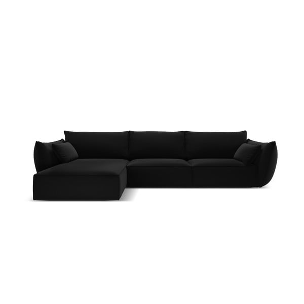 Divano angolare nero (con penisola a sinistra/con chaise lounge) con rivestimento in velluto Vanda – Mazzini Sofas