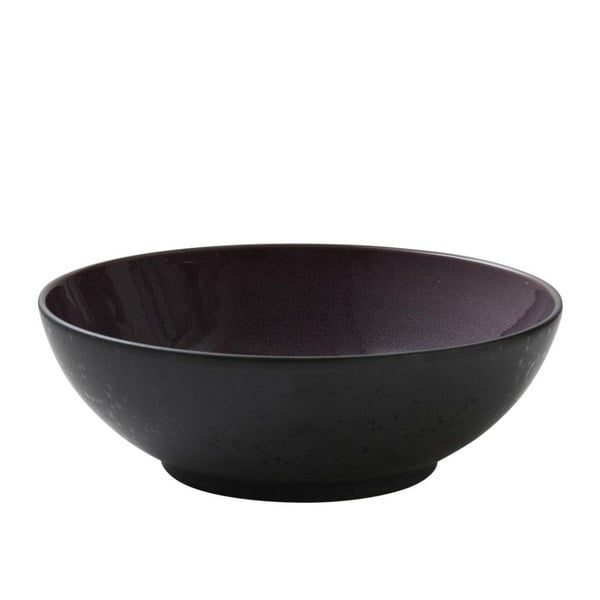 Insalatiera in gres nero con smalto interno viola, diametro 30 cm Mensa - Bitz