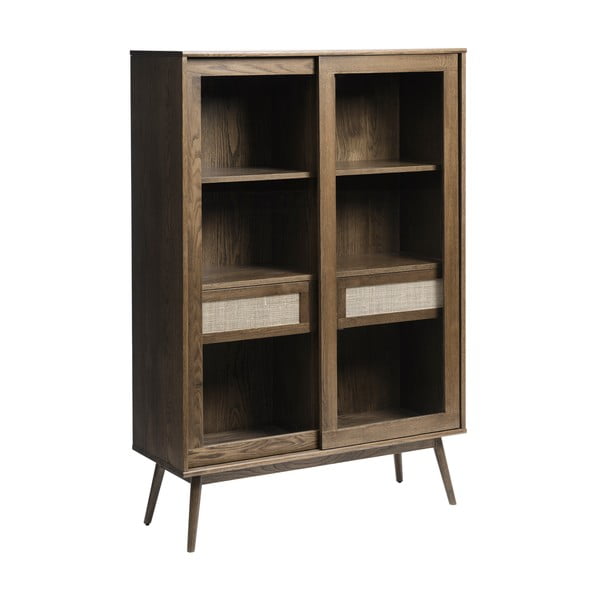 Vetrina marrone scuro effetto rovere con ante scorrevoli 110x160 cm Barrali - Unique Furniture-image-2