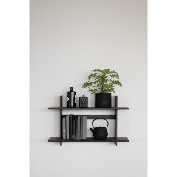 Mensola colore naturale scuro con effetto rovere con ripiani multipli 75 cm Westlock – Rowico-image-1