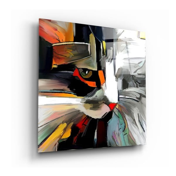 Pittura su vetro , 60 x 60 cm Abstract Cat - Insigne