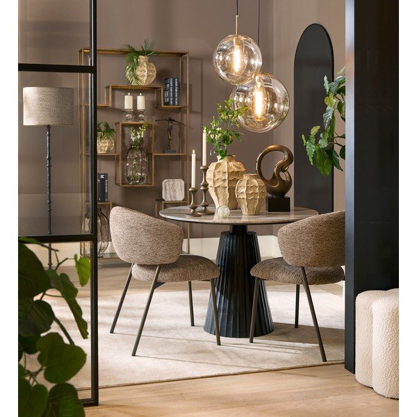 Tavolo da pranzo rotondo con piano in marmo ø 100 cm Rianne – Light & Living-image-1