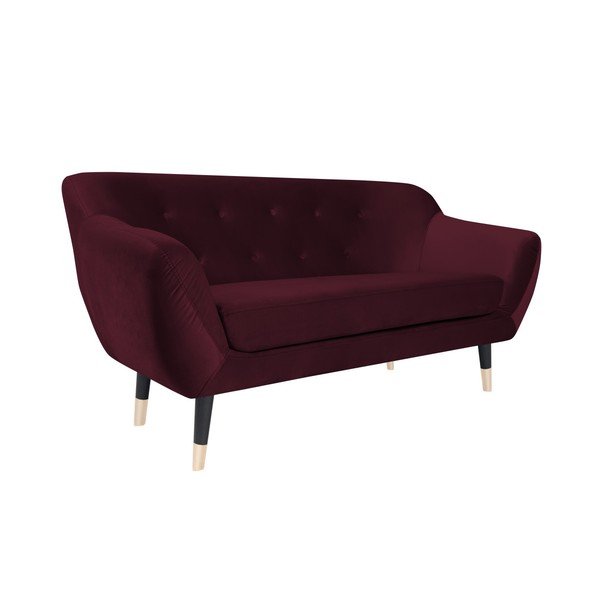 Divano rosso vino con gambe nere Amelie, 158 cm - Mazzini Sofas-image-2