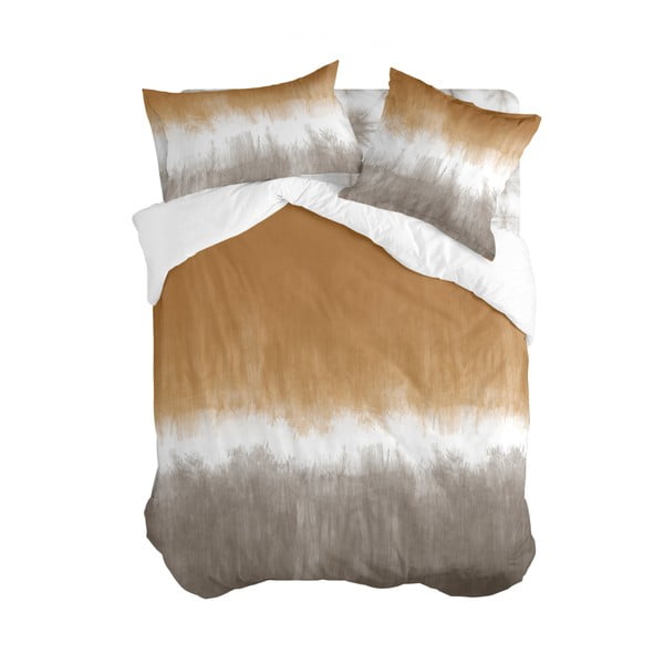 Copripiumino in cotone bianco-marrone per letto matrimoniale 200x200 cm Tie dye - Blanc
