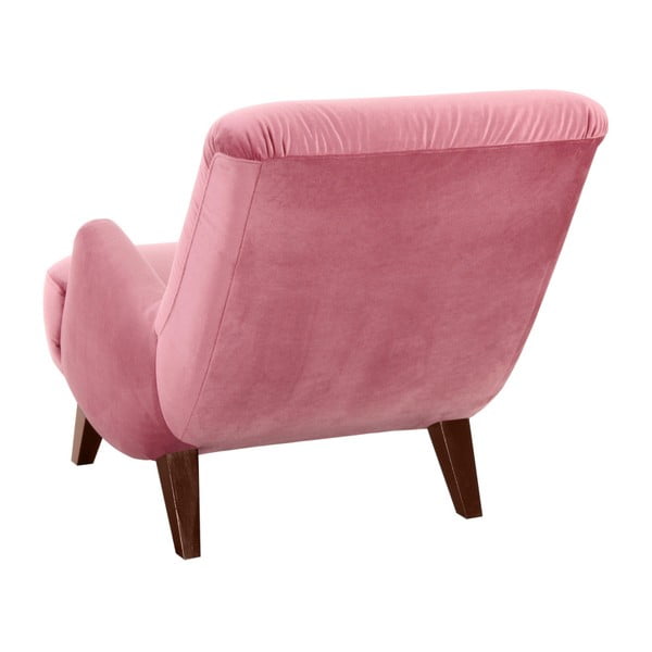 Poltrona rosa con gambe in camoscio marrone Brandford - Max Winzer-image-2