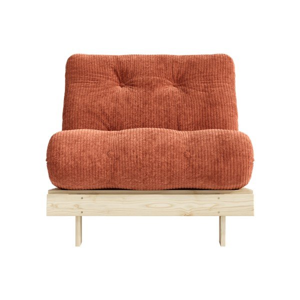 Poltrona stile futon color terracotta allungabile con rivestimento in velluto a coste Roots – Karup-image-3