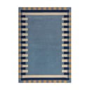 Tappeto blu in lana tessuto a mano 160x230 cm Kai Wool Border - Flair Rugs