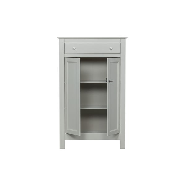 Cassettiera alta con serratura in legno di pino grigio chiaro 93x150 cm Eva - WOOOD-image-3