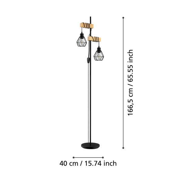 Lampada da terra nera/di colore naturale (altezza totale 166,5 cm) TOWNSHEND 5 – EGLO-image-2