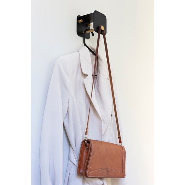 Appendiabiti da parete in metallo nero con ripiano Hang in There - UMAGE-image-4