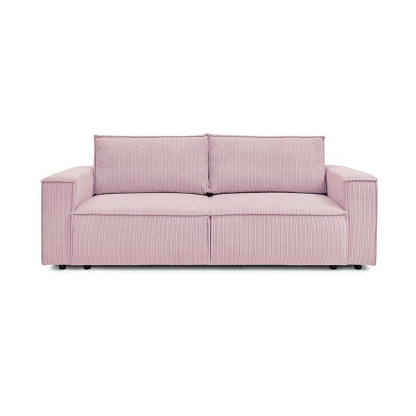 Divano letto in velluto a coste rosa chiaro 245 cm Nihad - Bobochic Paris