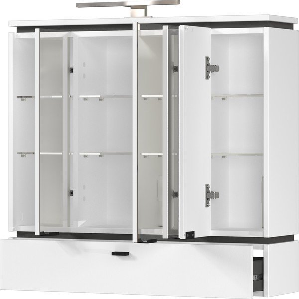 Mobile da bagno bianco con specchio e illuminazione 79x80 cm Modesto - Germania-image-2