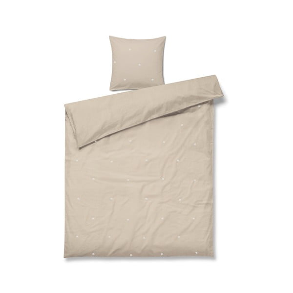 Set copripiumino e federa beige in percalle di cotone per letto singolo 140x200 cm Daisy – JUNA