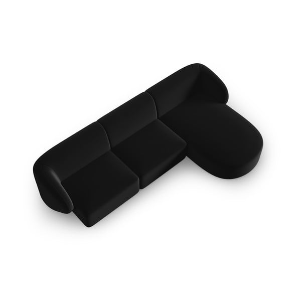 Divano angolare nero (con penisola a destra/con chaise lounge) con rivestimento in velluto Paolo – Milo Casa-image-2