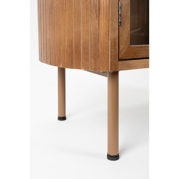 Vetrina di colore naturale in legno di cauciù massiccio 80x140x38 cm Yaz – White Label-image-3