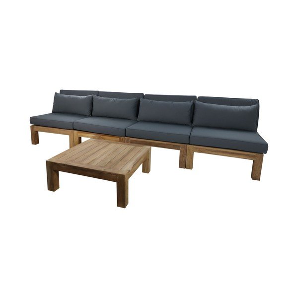 Set da giardino grigio in legno di teak per 4 persone Aruba - HSM collection