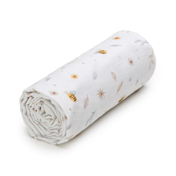 Asciugamano per bambini in mussola bianca 100x120 cm Bee - T-TOMI