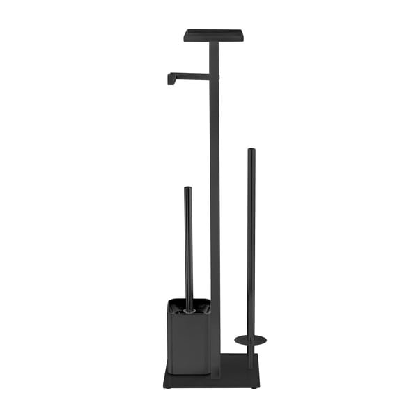 Porta carta igienica nero con spazzola in acciaio inox Debar - Wenko-image-4