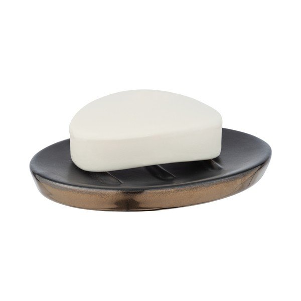 Portasapone in ceramica grigio opaco con dettagli dorati Polaris - Wenko-image-2