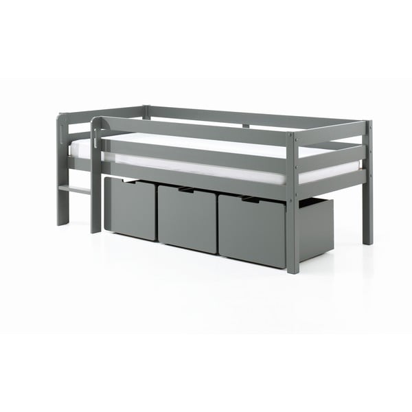 Cassetti grigi sotto il letto dei bambini 3 pezzi Pino - Vipack-image-2