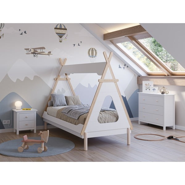 Letto per bambini in legno di pino bianco 90x190 cm Nora - Marckeric-image-1