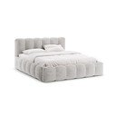 Letto matrimoniale imbottito grigio chiaro con contenitore con rete inclusa 160x200 cm Lupine – Micadoni 
