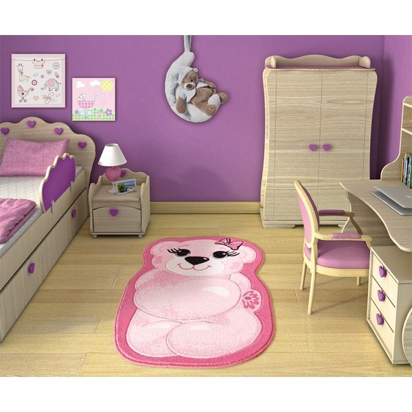 Dětský koberec Pretty Bear Pink, 80x127 cm