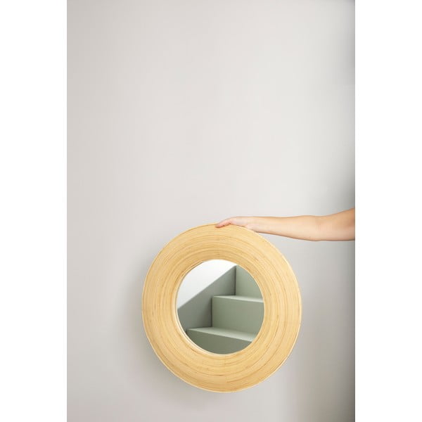 Specchio da appendere con cornice in bambù ø 60 cm Blush - Hübsch-image-2