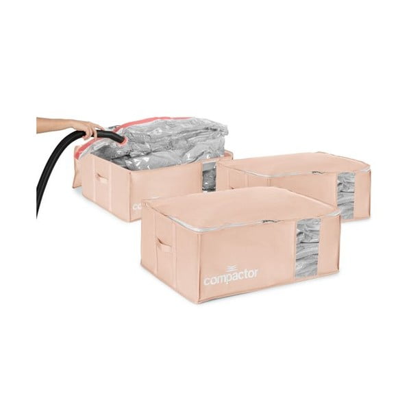 Set di organizer per vestiti sottovuoto in plastica 3 pz  65x45x27 cm Pink Edition - Compactor-image-1