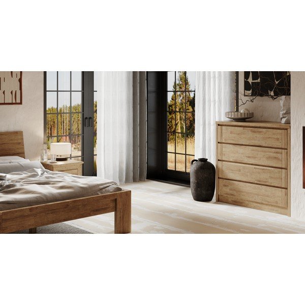 Cassettiera bassa marrone in rovere massiccio 105x96 cm Timo – Olivia Living-image-1
