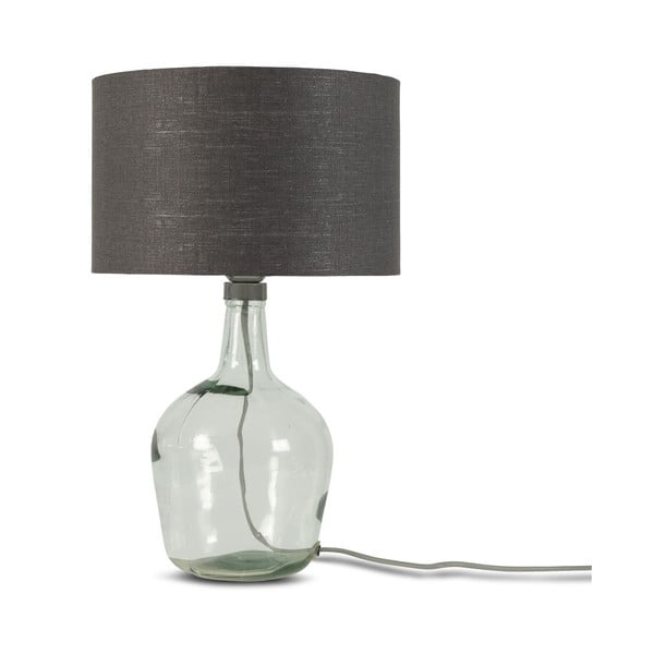 Lampada da tavolo con paralume grigio scuro e struttura in vetro riciclato di Murano, ⌀ 30 cm - Good&Mojo