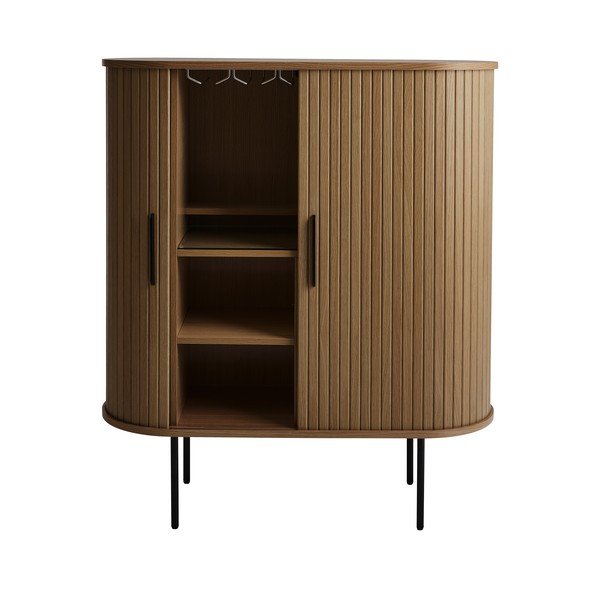 Cantinetta marrone con effetto rovere con ante scorrevoli 100x118x40 cm Nola – Unique Furniture-image-1