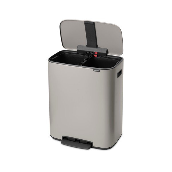 Cestino per la spazzatura grigio chiaro in acciaio per raccolta differenziata/con pedale 2x30 l Bo – Brabantia