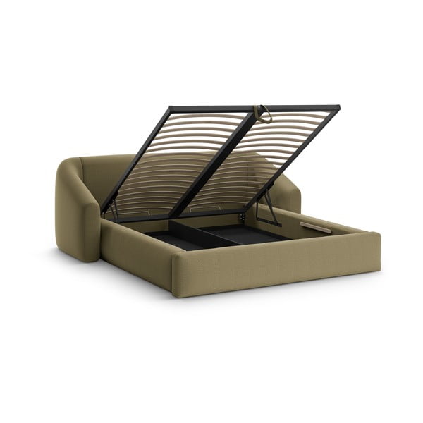 Letto matrimoniale imbottito verde con contenitore con rete inclusa 200x200 cm Campi – Cosmopolitan Design-image-2