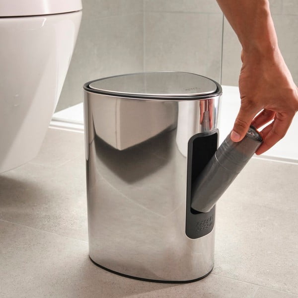 Pattumiera in plastica argentata 5 l Luxe - Joseph Joseph-image-1