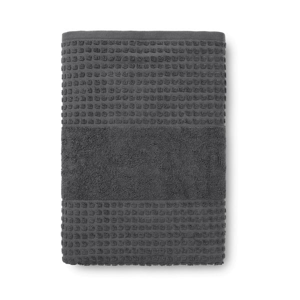 Asciugamano tipo terry grigio scuro in cotone organico 70x140 cm Check – JUNA